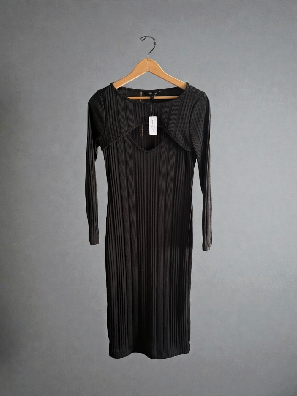 Banana Republic Black Ribbed Cutout Long Sleeve Midi Dress Size S
